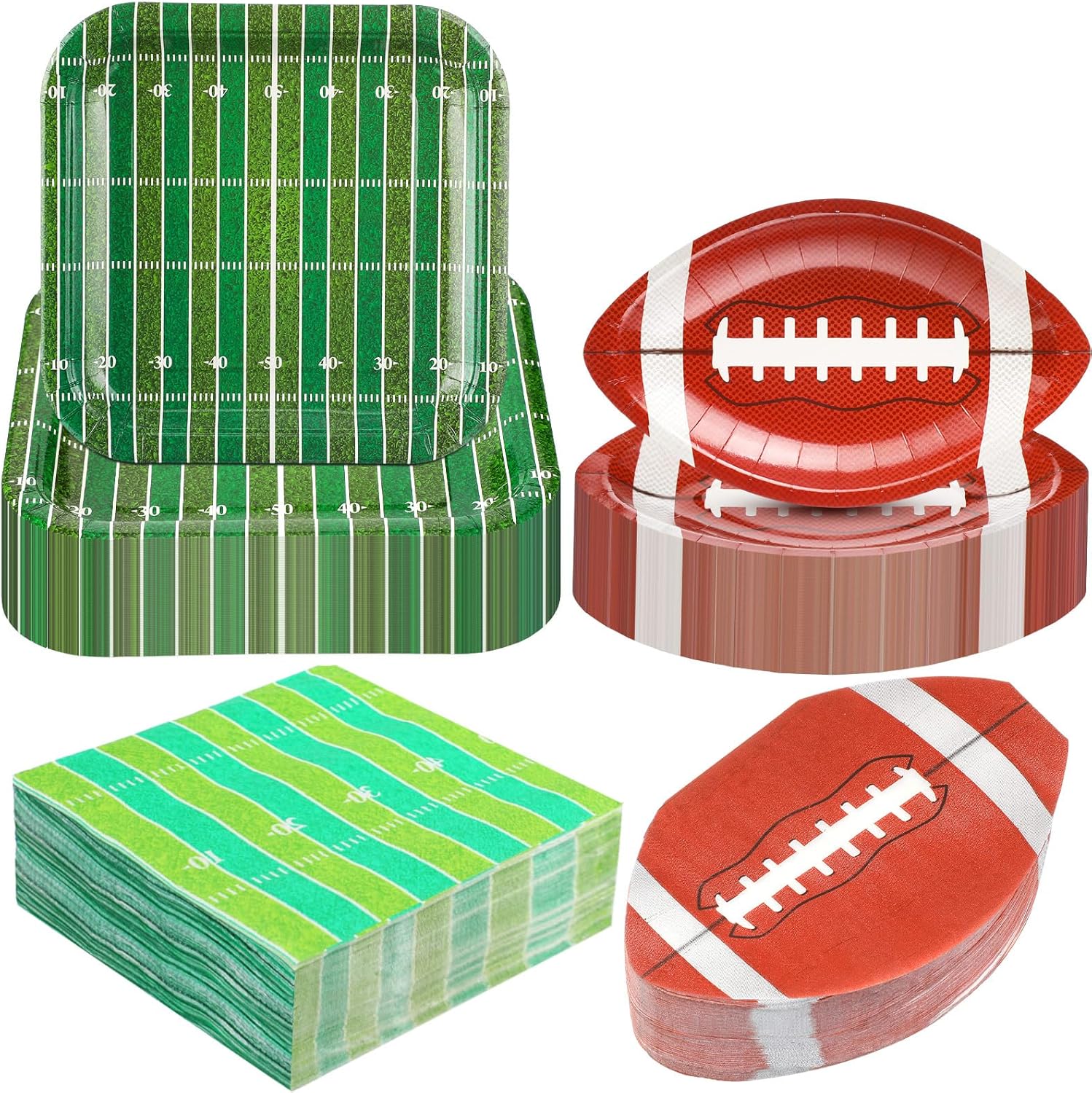 Ziliny 400 Pcs Football Party Supplies Football Plates and