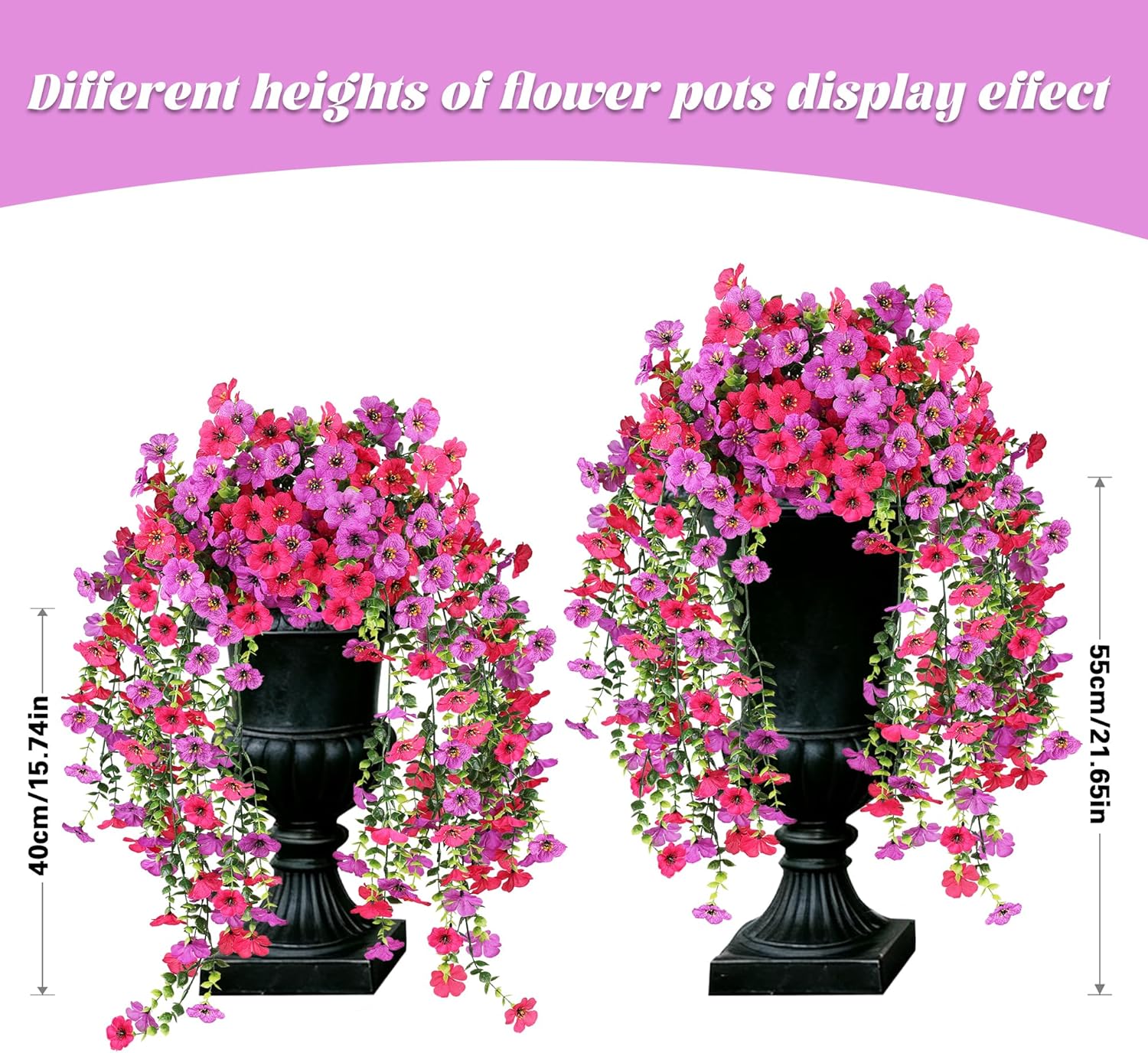 Artificial Flowers for Outdoors, UV Resistant 2 Bundles Fake Silk Flowers for Outside, Realistic Faux Plants for Hanging Baskets, Planters - Porch, Patio, Yard Décor (Mix) - Image 5