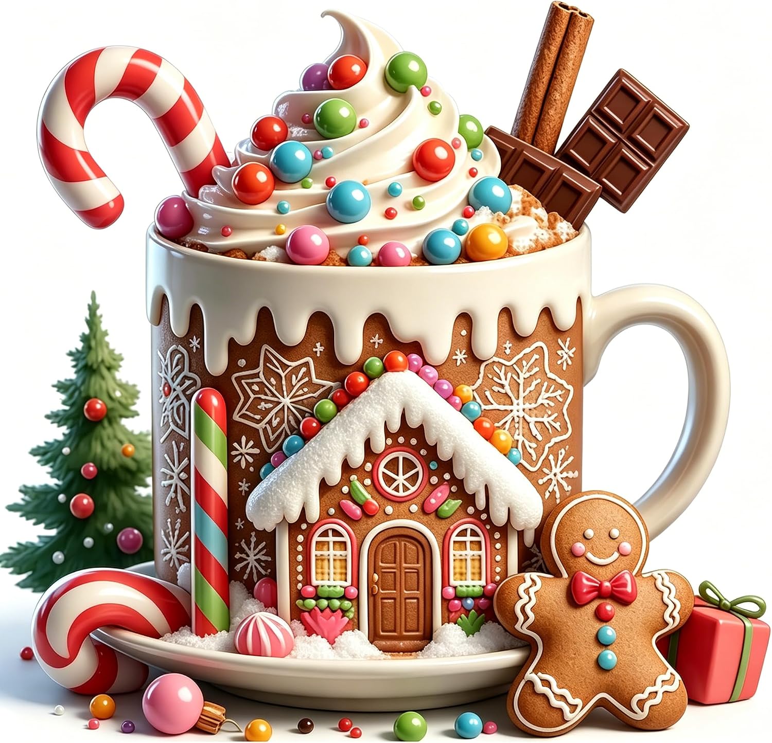 KYOQFVN Christmas House Cross Stitch Kit, 11CT Pre-Printed Stamped Cross Stitch Kits for Beginners, Easy Needlepoint Embroidery Counted Crosstitch Art Craft for Wall Decoration 14x14inch