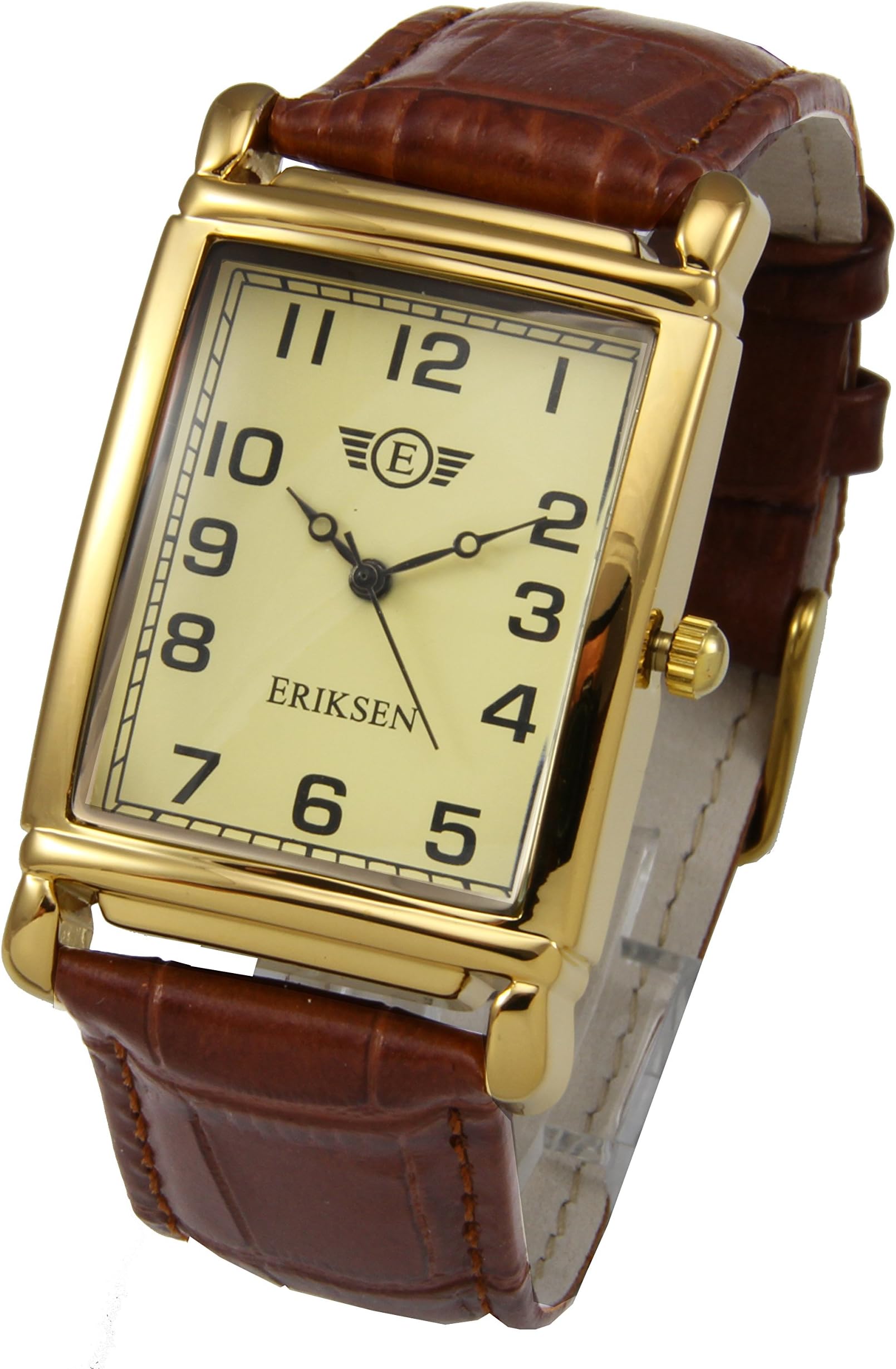 Mens Vintage Retro Square Gold Analog Quartz Dress Watch MCG, Gold, Dress