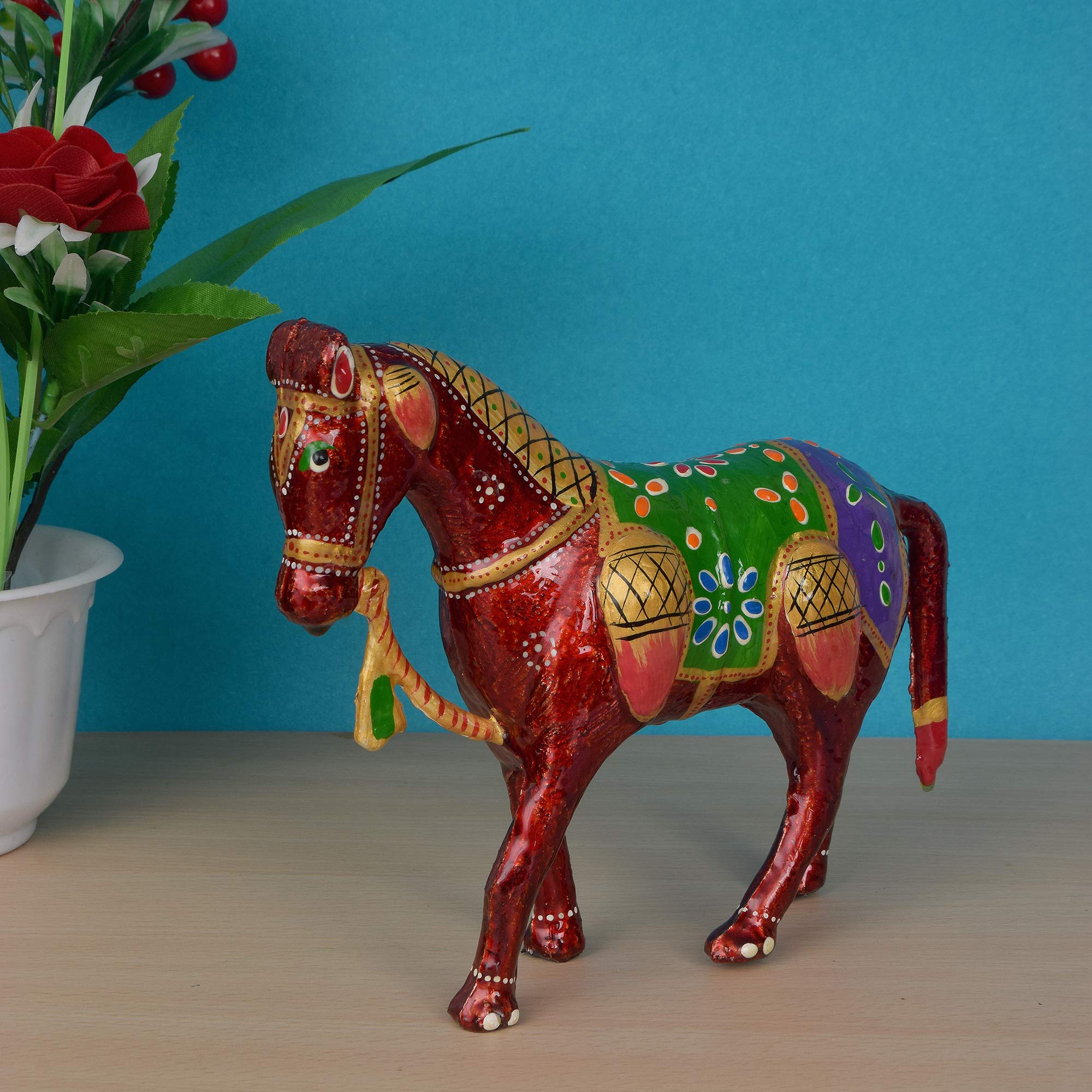 Red Painted Horse Figurine - Home Decor -9