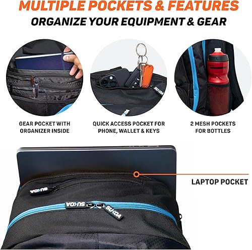 Miniatura 5 de Bolsa de fútbol - Mochila de fútbol con soporte para pelotas y compartimento para tacos - Bolsa de voleibol y baloncesto Bolsas deportivas