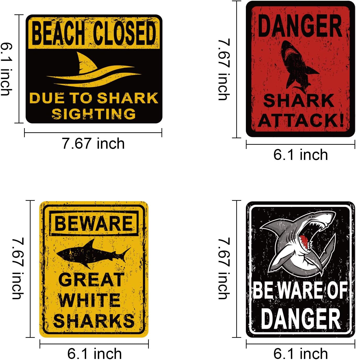 8 Styles Shark Zone Party Decorations, Funny Be Ware of Sharks Party Wall Decor Signs for Boys Girls Birthday Party, Ocean Shark Theme Party Supplies with Adhesive Design Wall Sticker