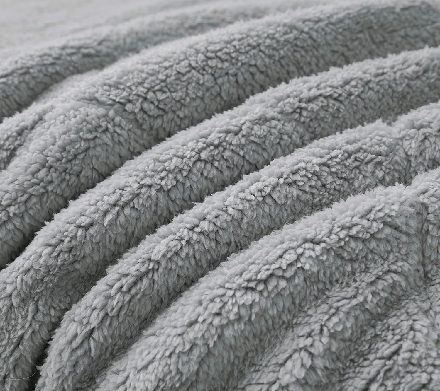 Chezmoi Collection Wynne 3-Piece Honeycomb Sherpa Comforter Set - Double Sided Reversible Sherpa Bedding - Full, Gray