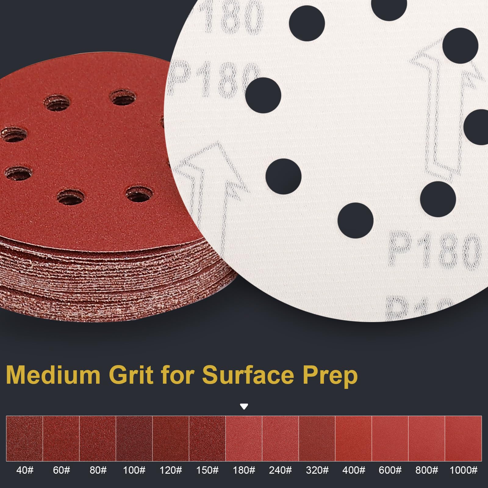 5 Inch Sanding Discs - 100 Pcs 180 Grit -2