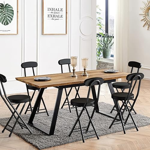 Miniatura 2 de H HOMEWINS Taburete plegable acolchado acolchado, 1 taburete de bar de altura de mostrador de 18.7 pulgadas, taburete plegable portátil con asa para