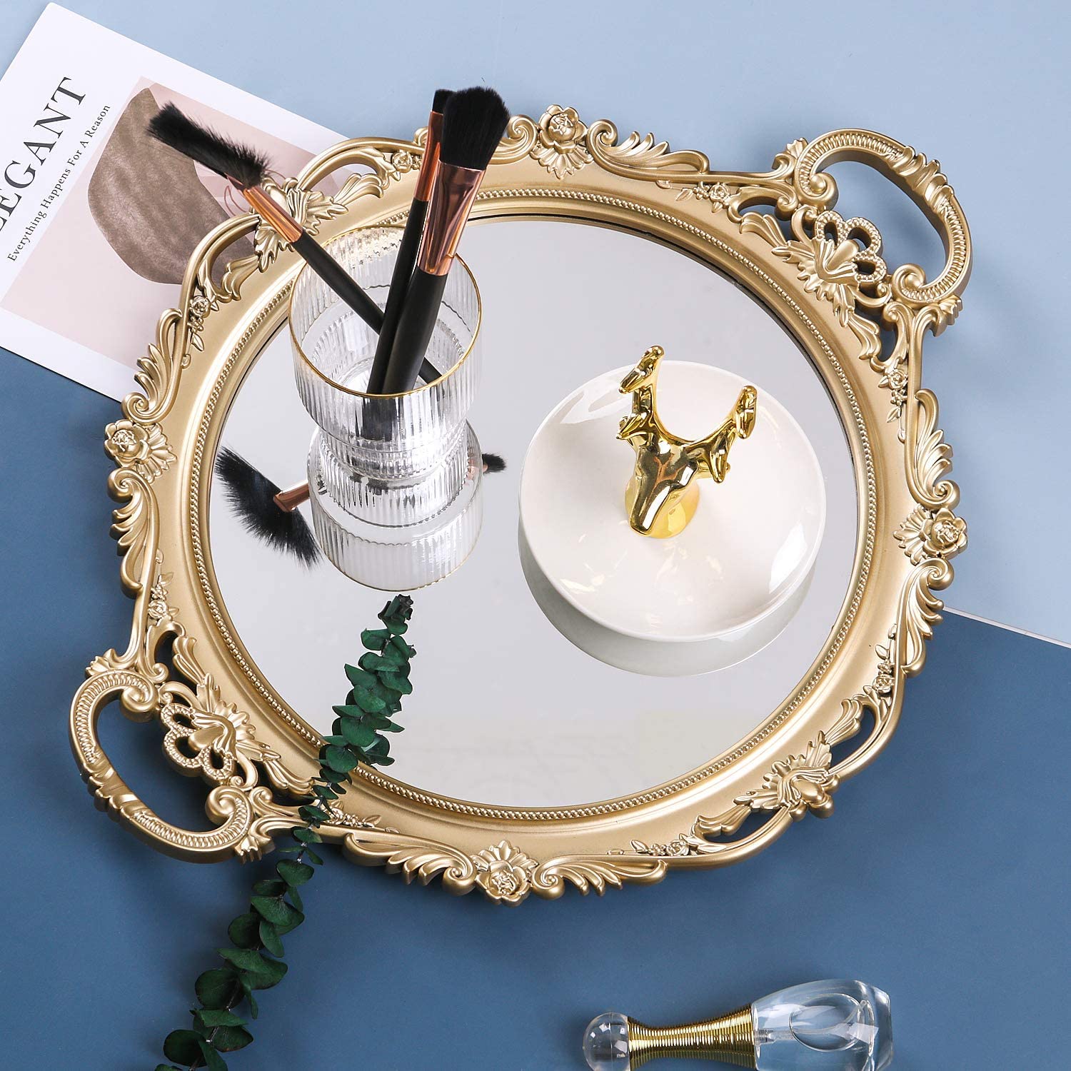 Amazon.com: YANIZU Decorative Mirror Tray, Round with
