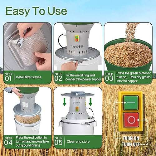 Miniatura 5 de Molinillo eléctrico de granos, molinillo de grano de harina, molinillo eléctrico ampliamente utilizado en casa para alimentación de trigo y maíz