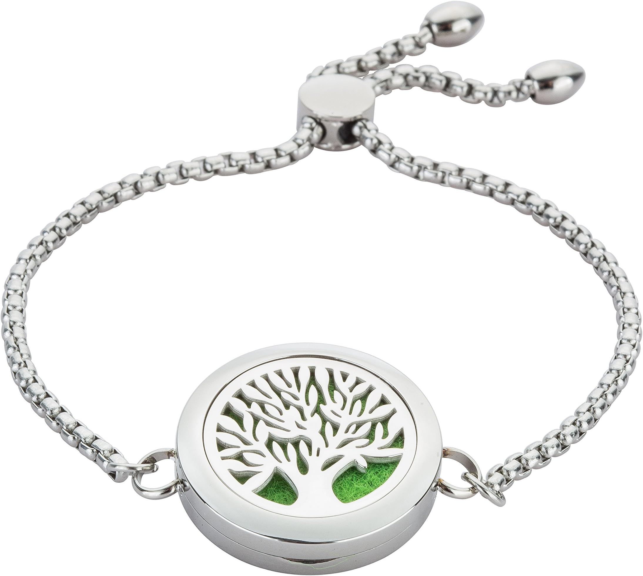 GelConnie Tree of Life Essential Oil Diffuser Bracelet 25mm Stainless Steel Locket Bangle Aromatherapy Jewelry for Women, Wife BDFL355