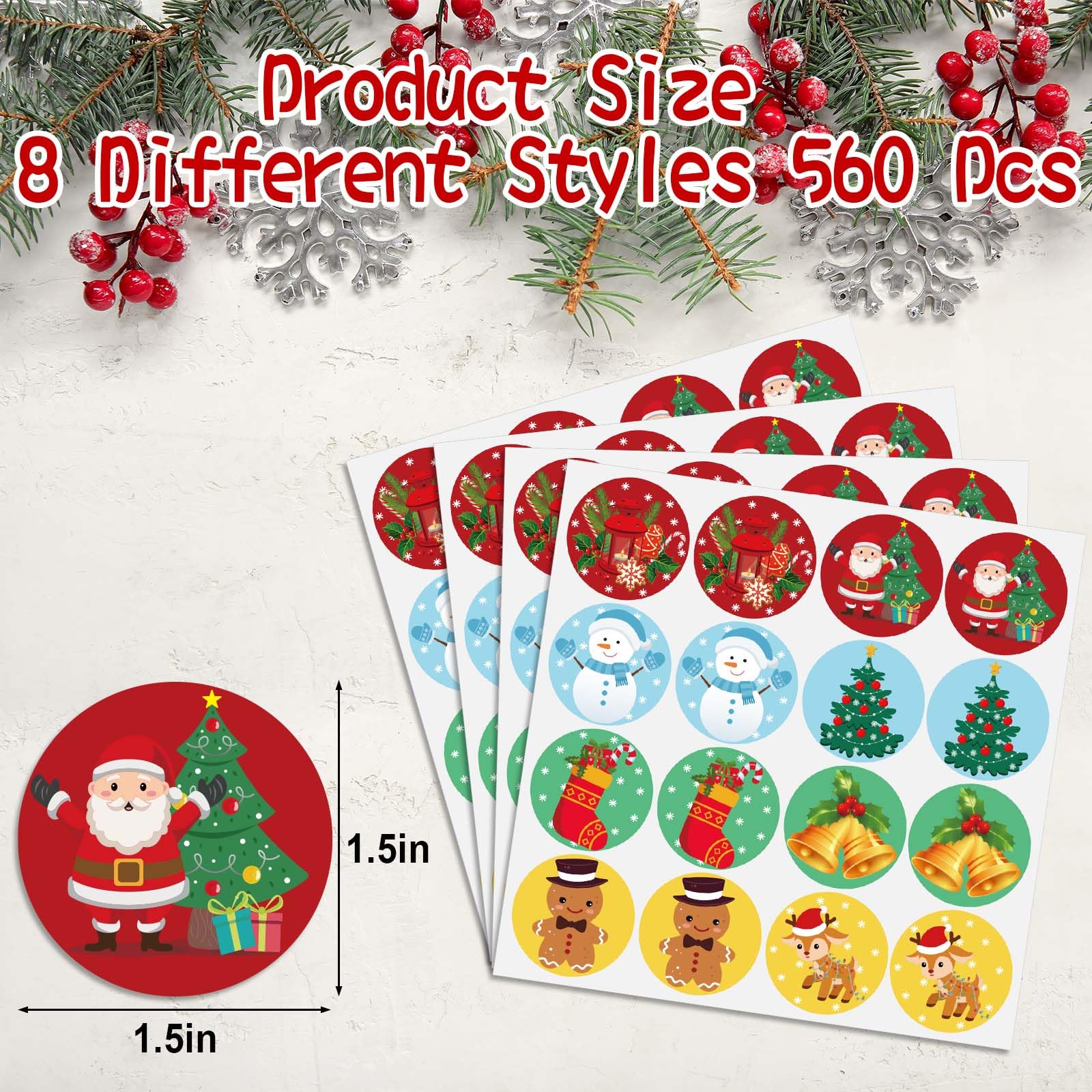 Produktbild von Weihnachtskekse-Aufkleber – Runde Weiße Sticker 4–8 Cm, Selbstklebend, Nicht Wasserfest – Ideal Für Geschenke, Verpackungen & DIY-Basteleien