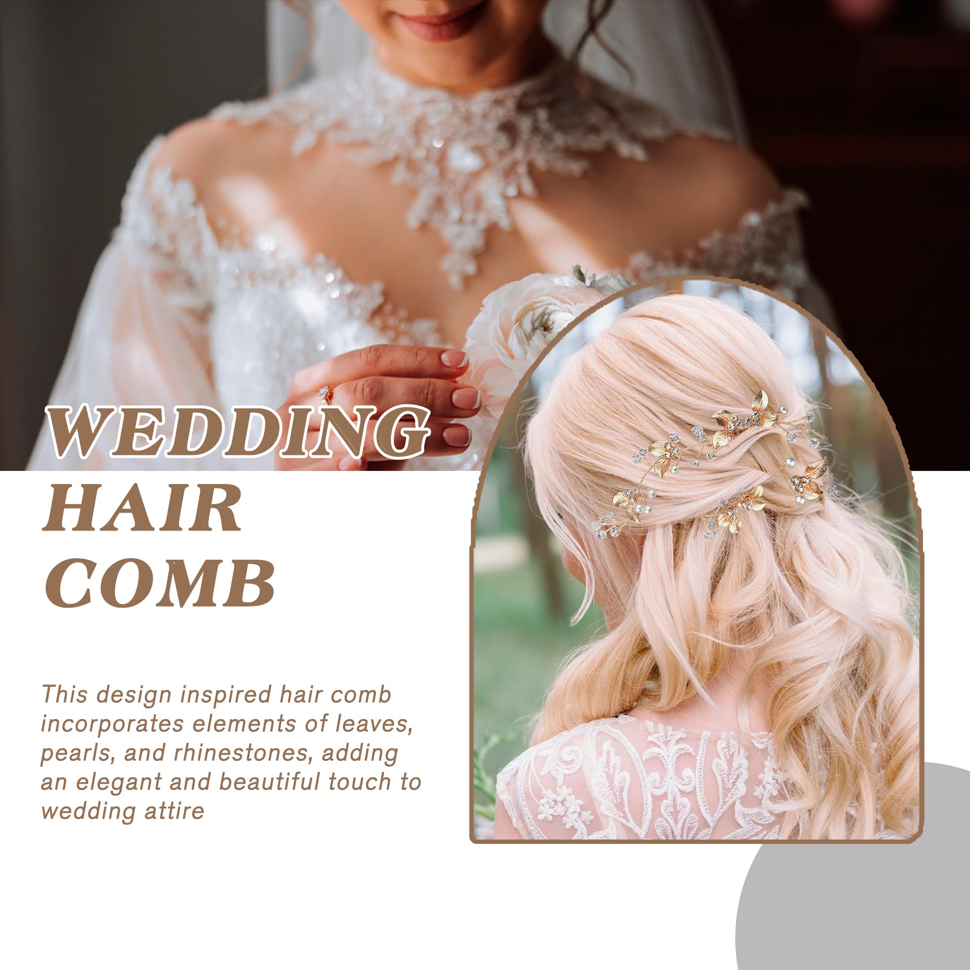 Peine para el pelo de boda con diamantes de imitación y perlas para novia, peines laterales dorados, accesorios para el cabello de novia para mujeres y niñas