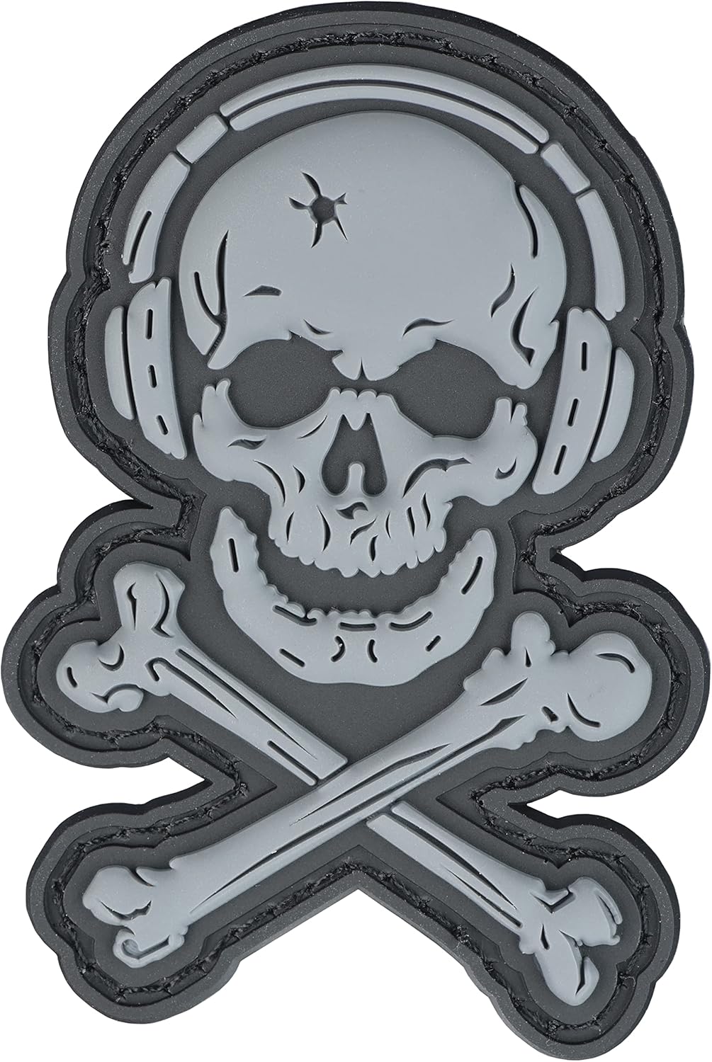 G- CODE Cartoon SKULLGUY Patch (Grey Skull on Black Back)