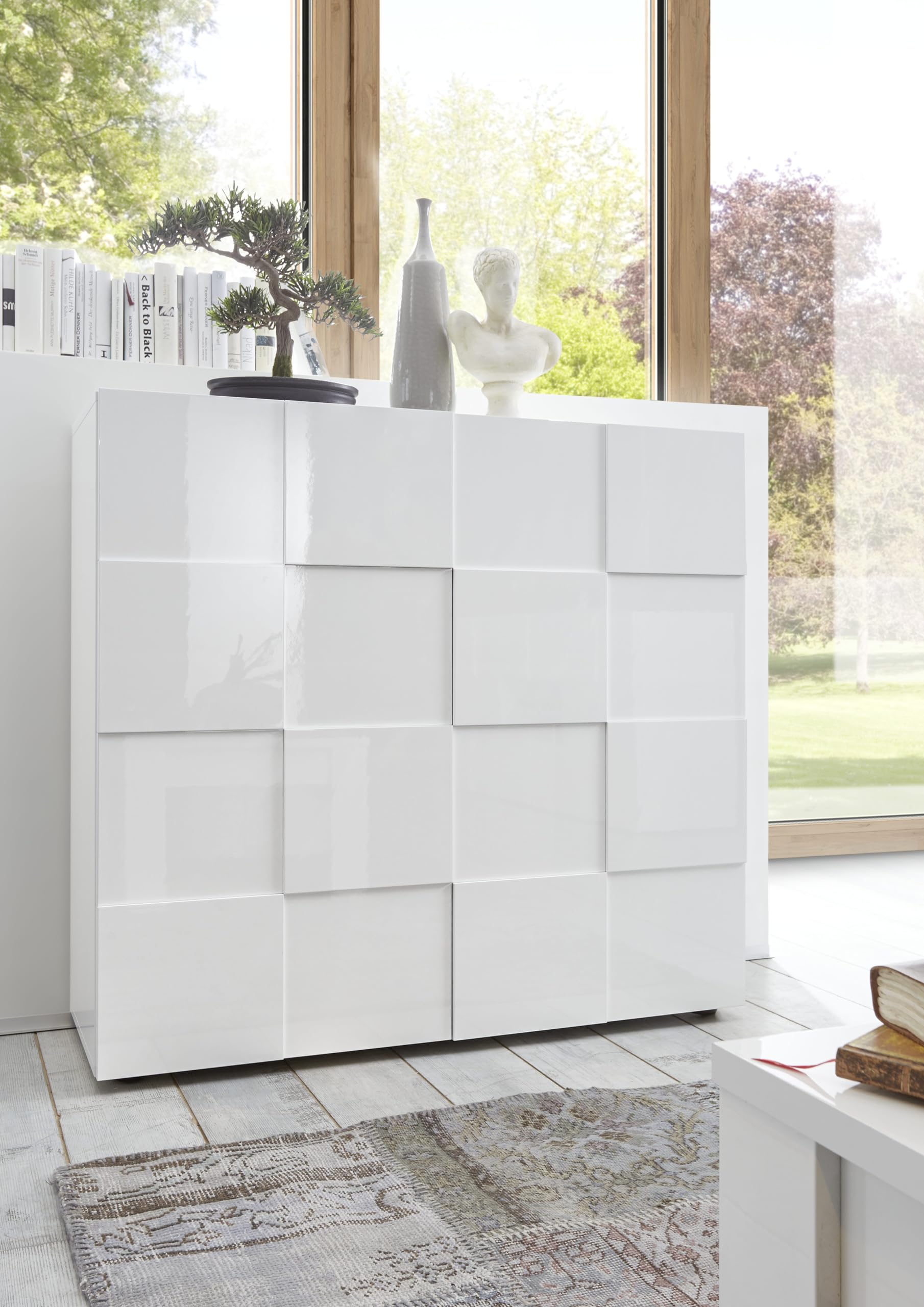 Web Convenienza Madia con 2 Ante e 3 Cassetti Made in Italy – Credenza Contenitore Collezione Sky per Soggiorno Cucina Ingresso Sala da Pranzo Mobile Design Moderno Originale - Cashmere
