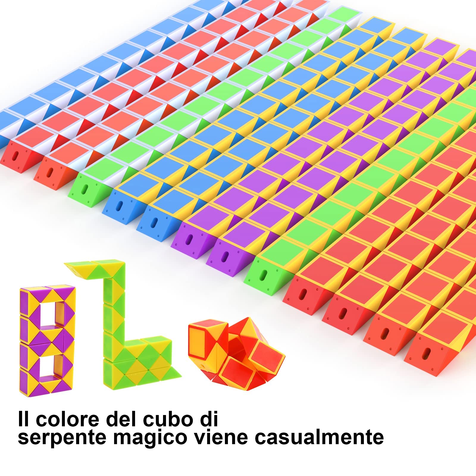 GOLDGE 13 Pack Mini Cubo di Serpente Giocattolo Gadget Compleanno Bambini, 24 Blocchi Magico Fine Festa Invitati Idea Regalo 3 4 5 6 Anni