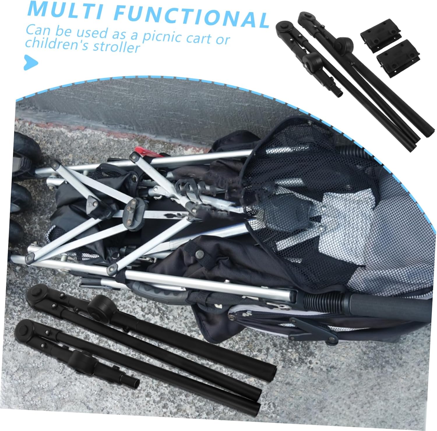 VICASKY 1set Ergonomic Camping Cart Handle Replacement for Trolley Push Handle Accessory for Outdoor Activities and Picnics Easy to Install