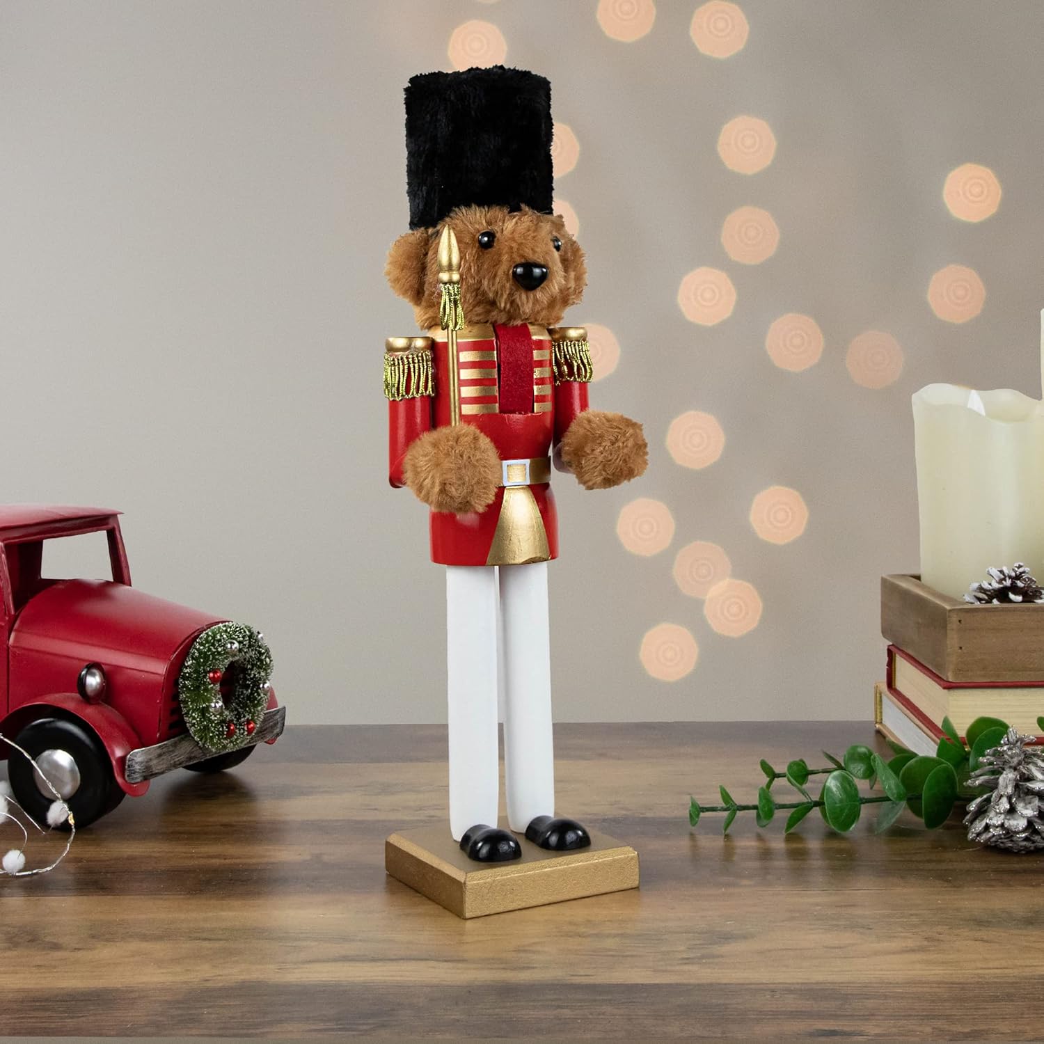 Northlight 14" Red and Gold Plush Teddy Bear Soldier Christmas Nutcracker