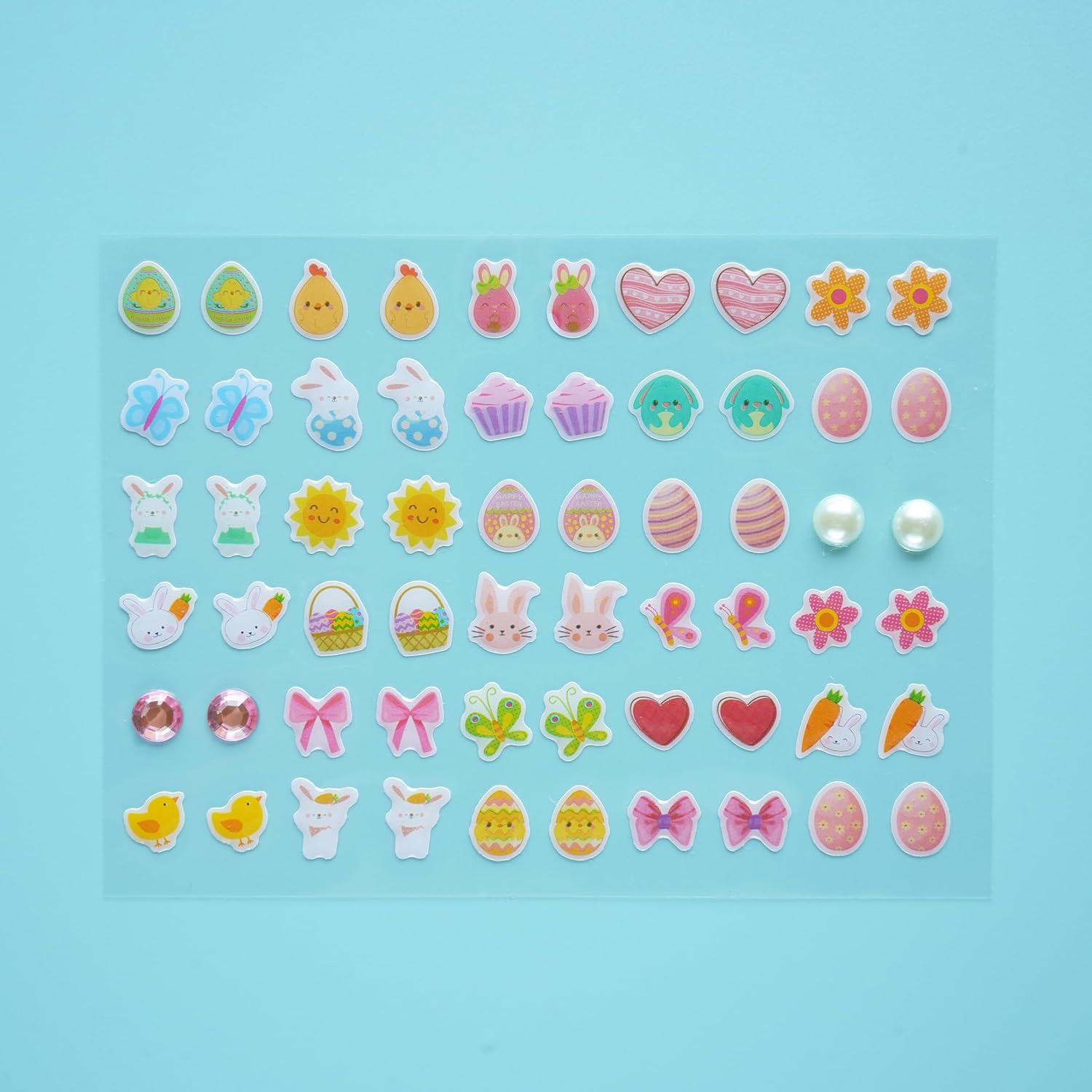30/60 Pairs Easter Bunny Sticker Earrings Kids Stick on Earrings For Little Girls 4-6 Girls 3D Sticker Earrings Self-Adhesive Gem Stickers