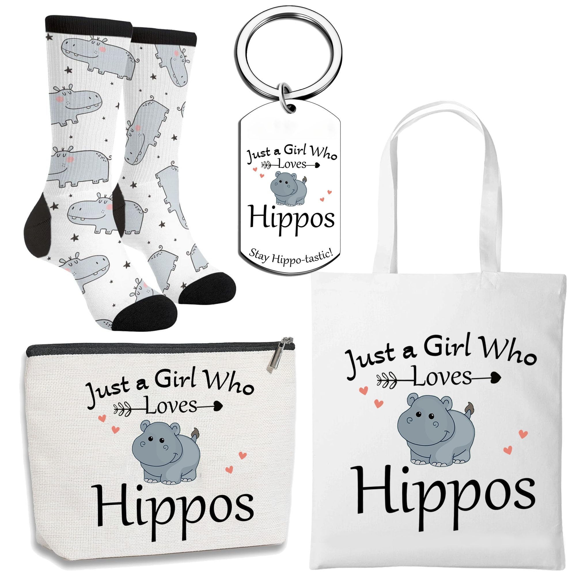CORNER RUNNER Hippo Lover Gifts - 4PCS Funny Hippopotamus Gifts, Hippo Animal Gift for Women Sisters Friends Coworkers, Christmas & Birthday Surprises
