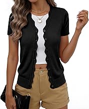 Cardigans for Women Short Sleeve Casual V Neck Elegant Wave Knitted Lightweight Soft Ladies Basic Open Front Cardigan