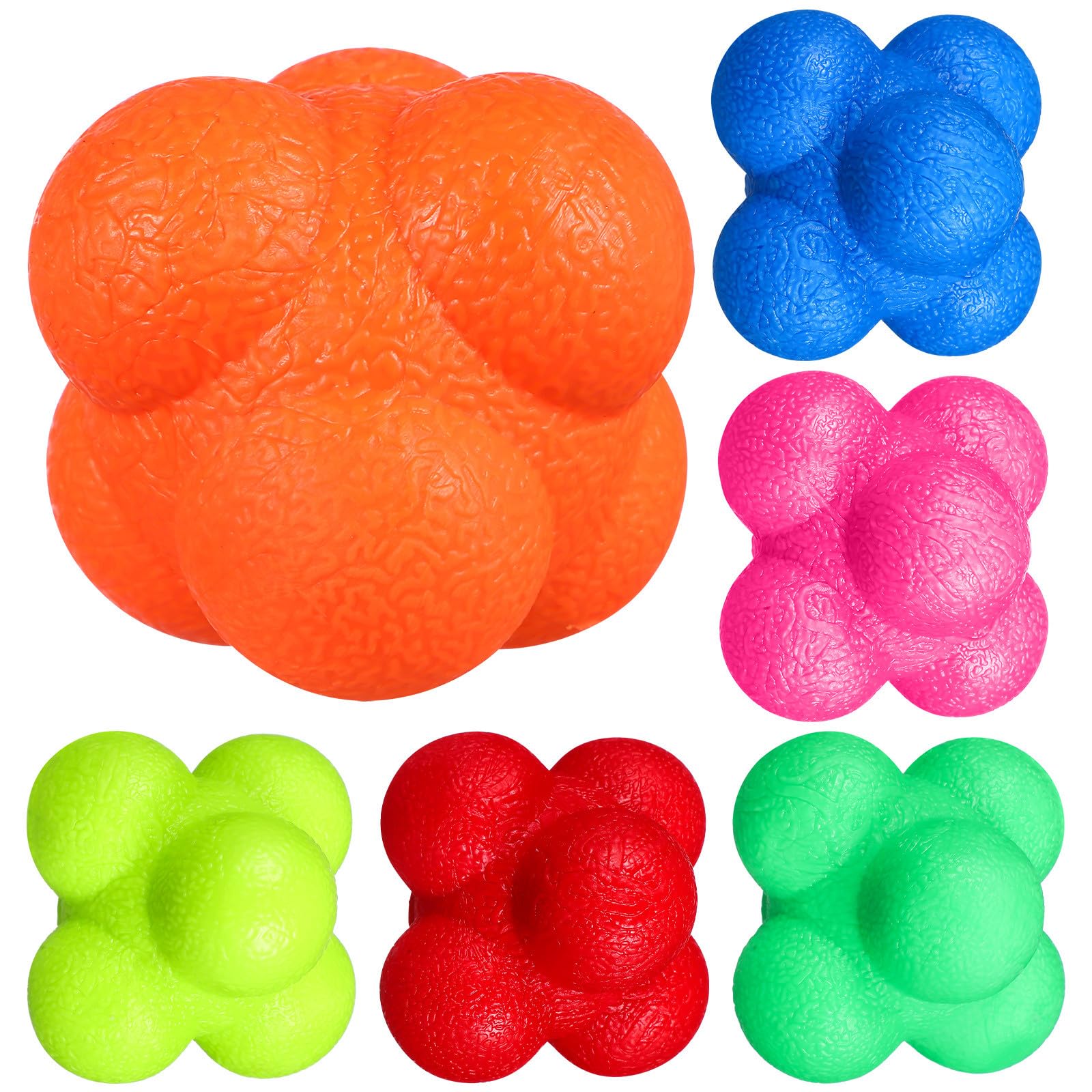 TOYANDONA Agility 1.57 Inch Six-Sided Bounce Ball for Reflex Training Hand-Eye Coordination Exercise Fitness Sports Workout Set of 6