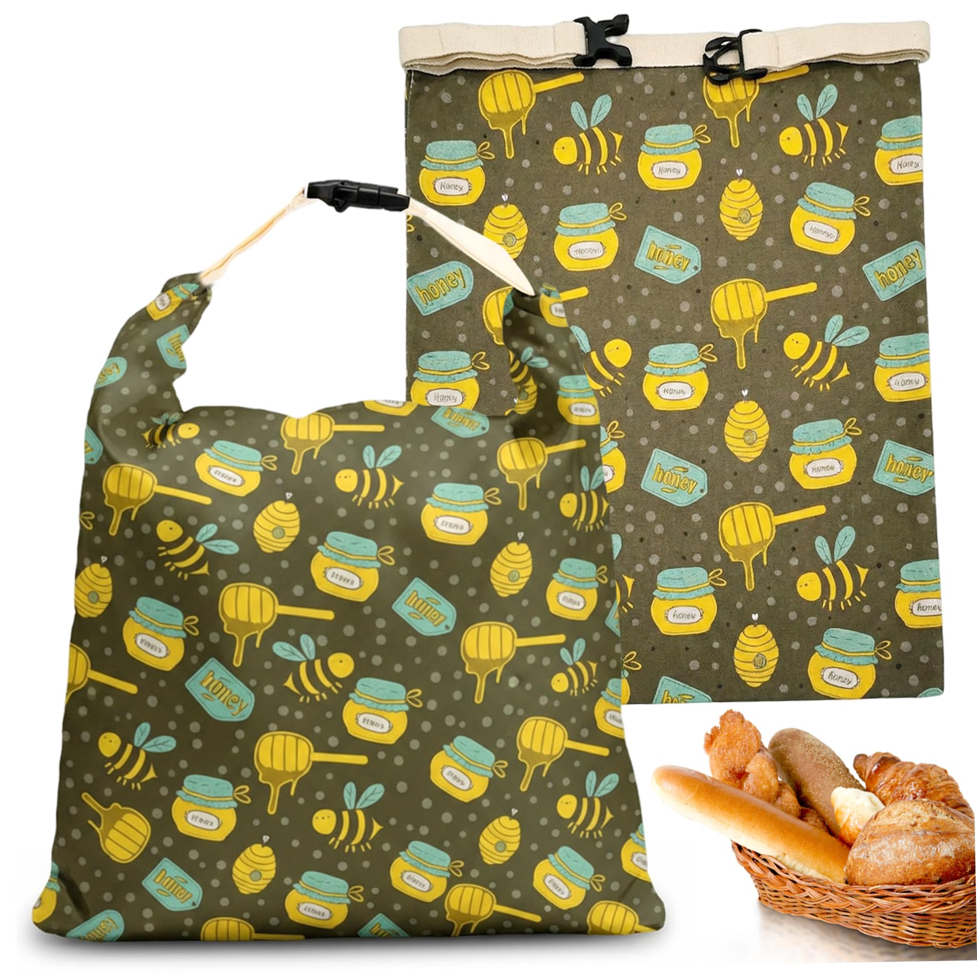 Sac à pain au levain réutilisable en coton et cire d'abeille pour une cuisine zéro déchet
