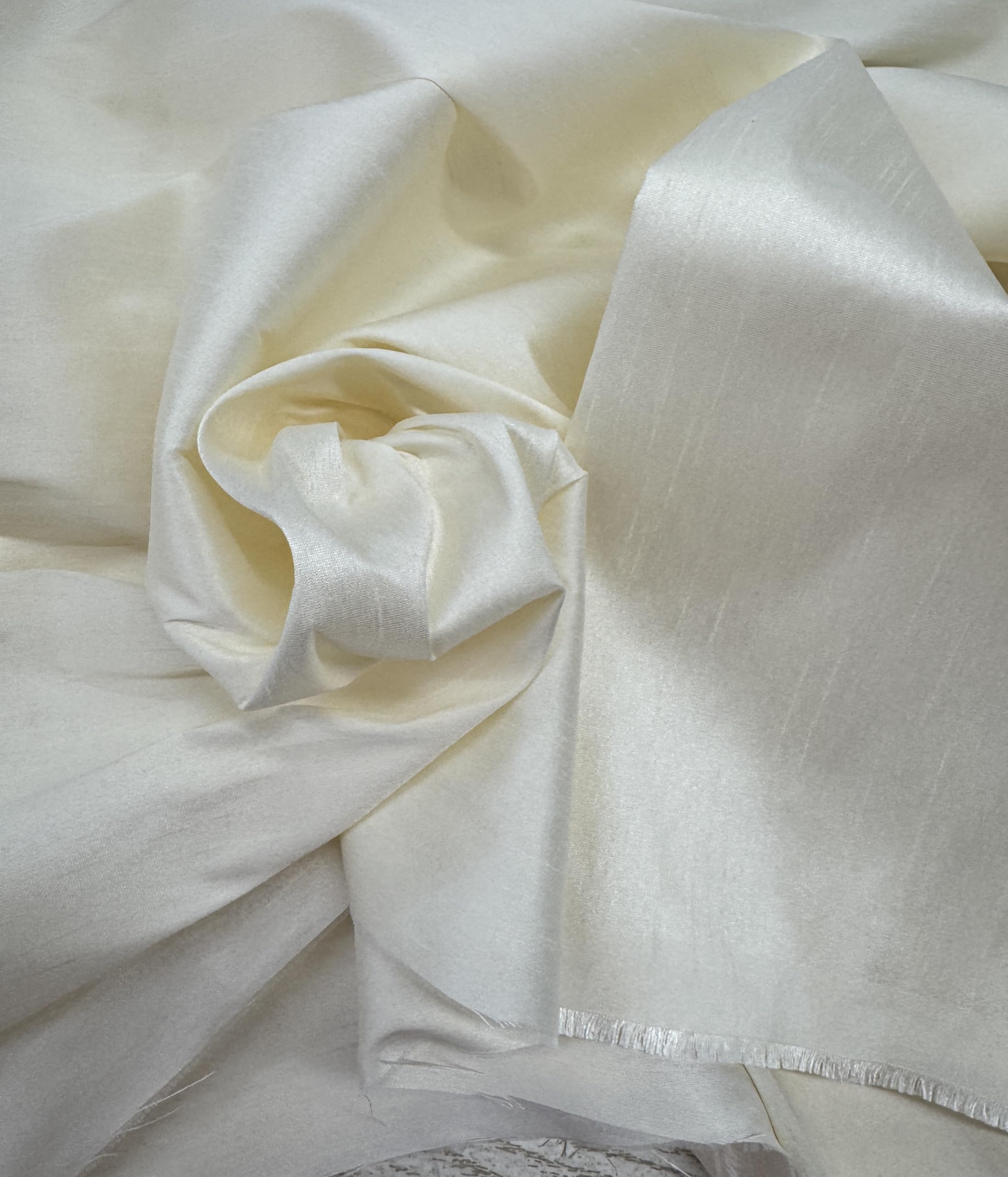 Ad Fabric, Imitation Raw Silk Shantung Dupioni Fabric, Ivory Color - 58" - Sold by The Yard - 100% Poly Dupioni Faux Silk