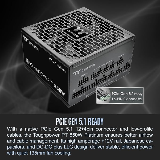 Fuente de alimentación Thermaltake Toughpower PT 850W ATX 3.1 miniatura 5