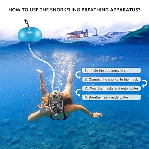 Miniatura 8 de Underwater Breathing Equipment with Snorkel Mask (SM or LXL), Portable MotorlessTankless Diving Breathing System with 6.5FT Hose for Snorkeling,