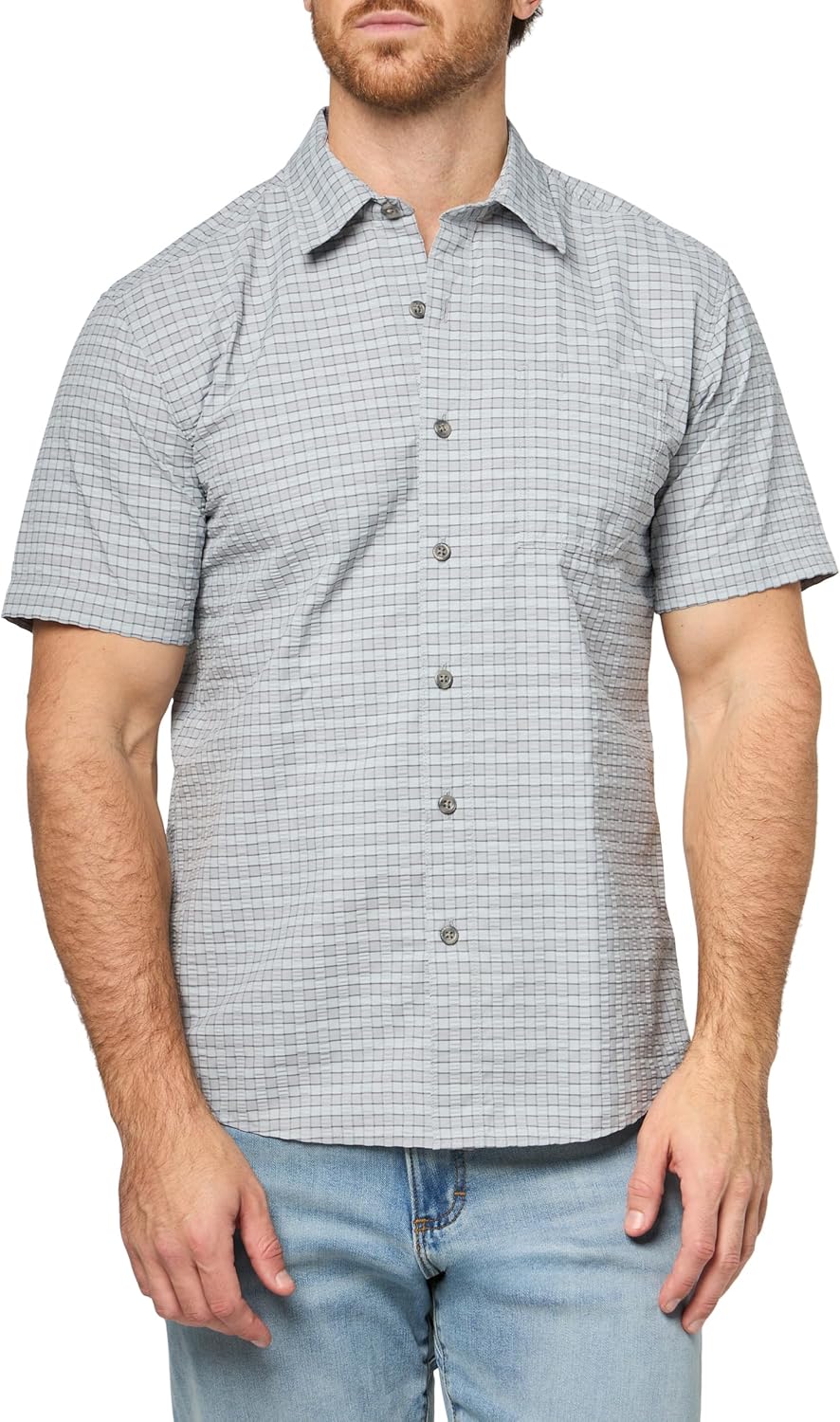 Eddie Bauer Mens Pack It Seersucker Short-Sleeve Shirt