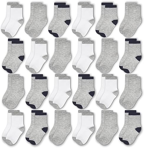 Calcetines para niños, 24 pares de calcetines deportivos acogedores para niños y niñas (1-13 años)