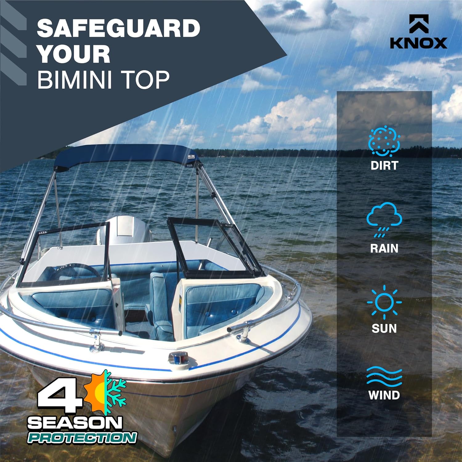 Bimini Top Boot Cover Replacement, Fits 3 Bow & 4 Bow Bimini Tops for Boats, 900D Marine Grade Canvas, Fadeproof, Waterproof Sun Shade Boat Canopy Storage, No Frame, 61"-66" W, Navy Blue