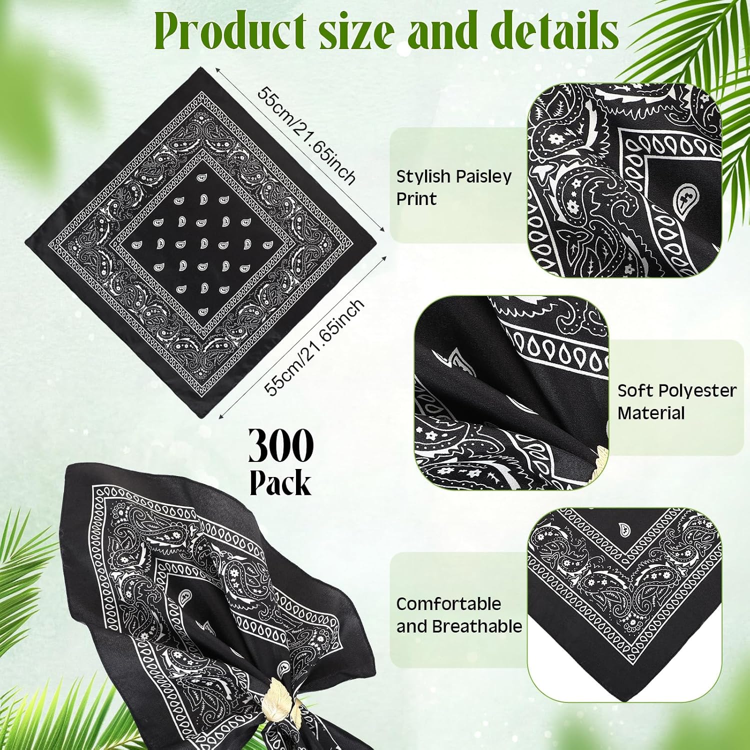 Suhine 300 Pcs Bandanas Bulk Paisley Bandanas for Women Men image 2