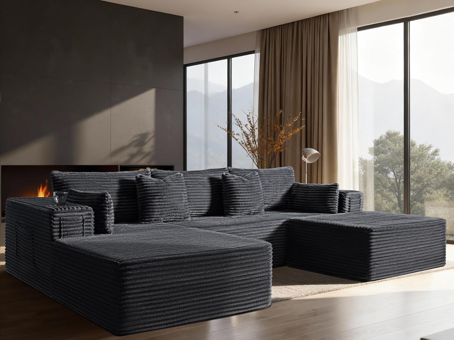 108″ Cloud Sectional Couch, Comfort U Shaped Boneless Couch