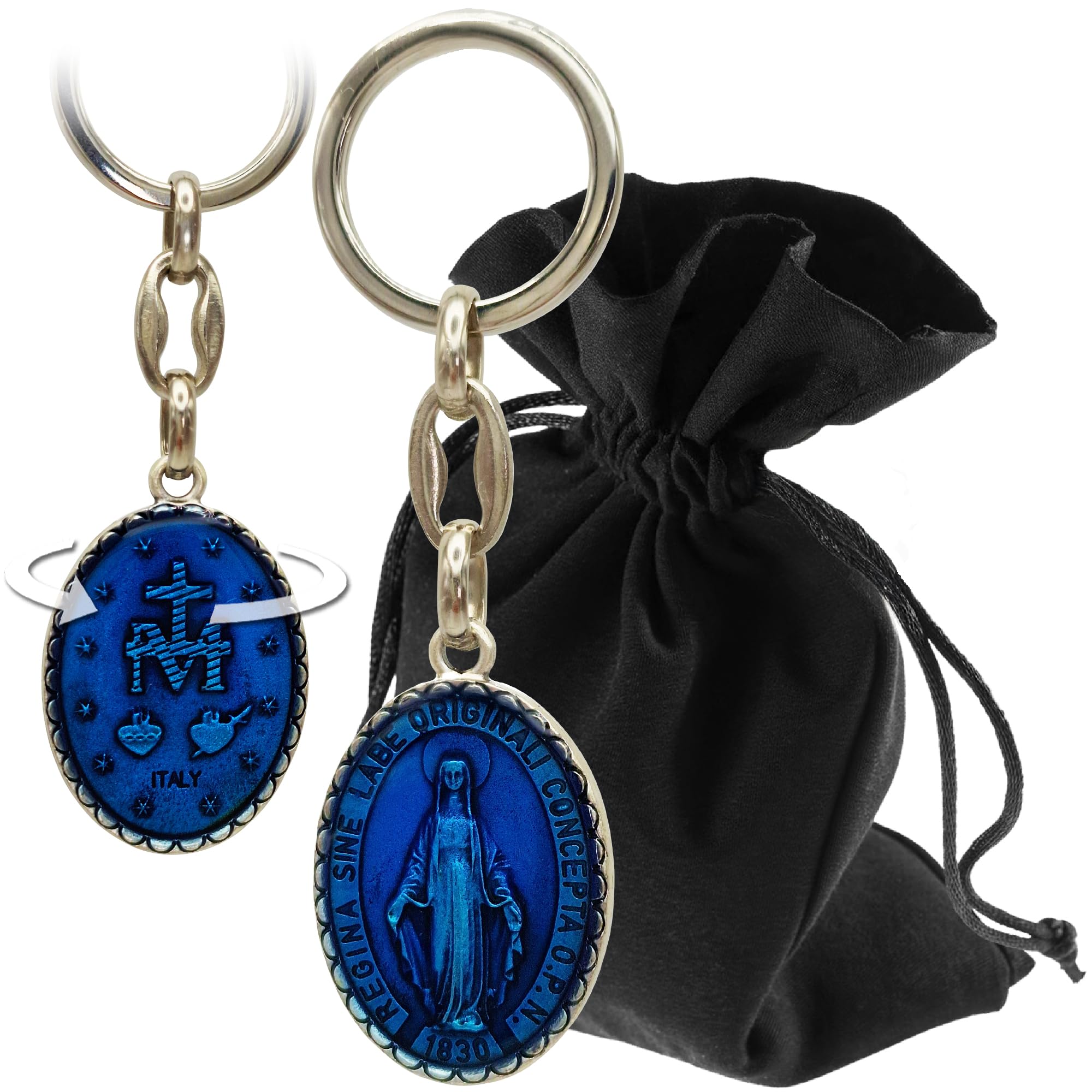 Porte-clés Sainte Marie Béni avec Croix M et Cœur de Jésus