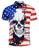 Patriotic Shirts for Men 4th of July America Flag Hawaiian Shirt Button Down Short Sleeve