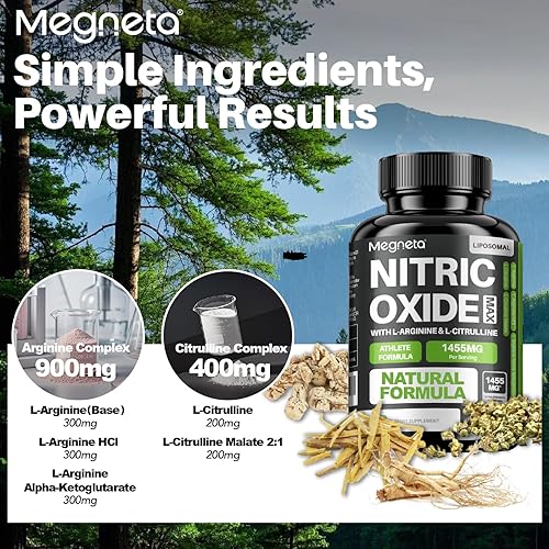 Miniatura 3 de Suplemento de óxido nítrico con L arginina y L citrulina - Apoya los músculos, bombas, salud cardiovascular, 60 cápsulas