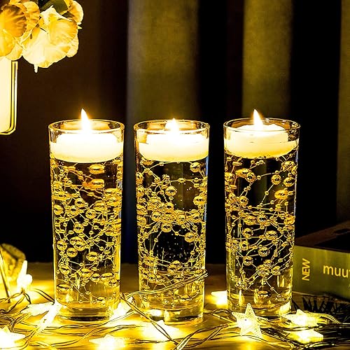 Miniatura 136 de Tondiamo 24 piezas de perlas artificiales para velas flotantes, perlas de imitación, guirnalda de decoración para jarrones, decoración de bodas