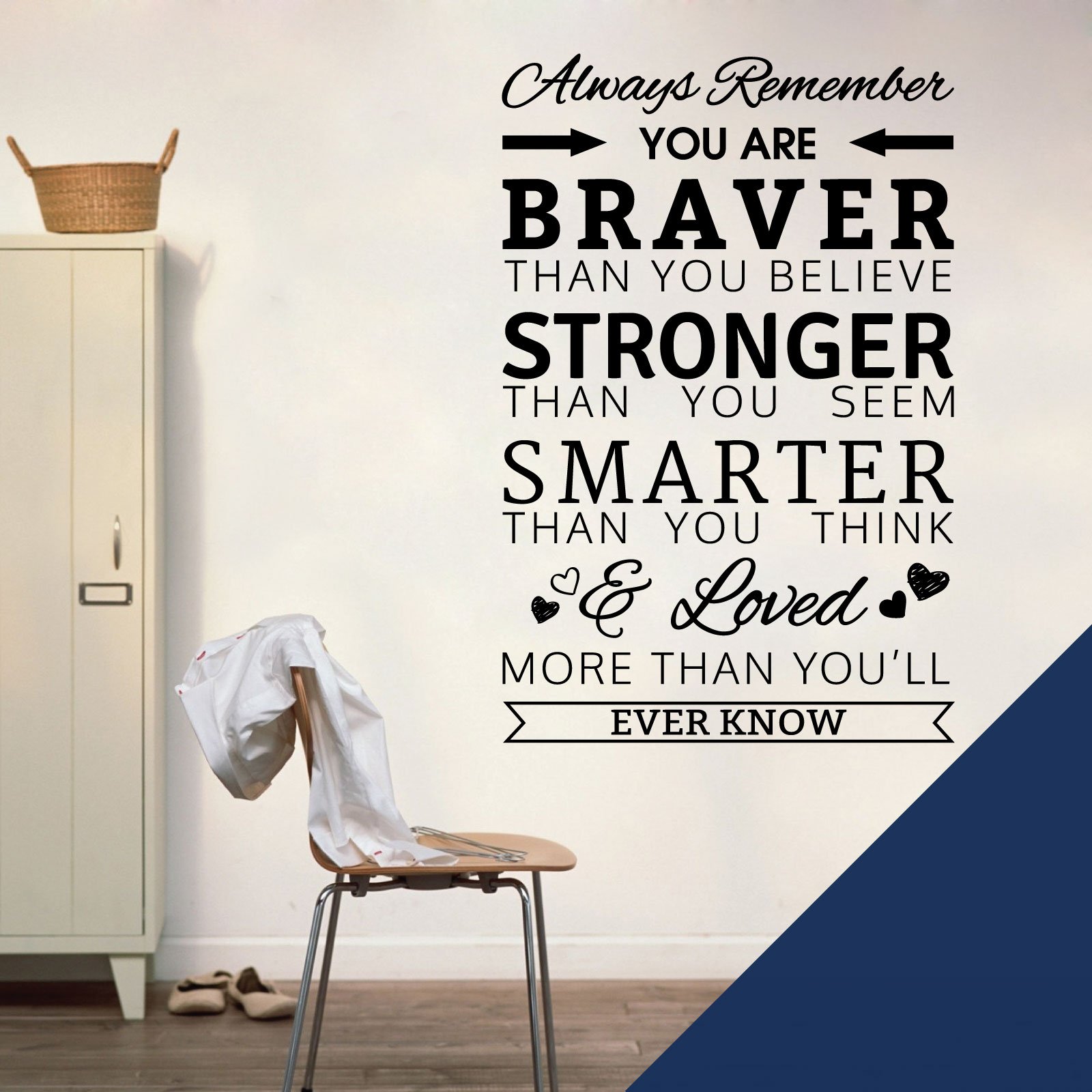 Always Remember, You are Braver Than You Believe, Stronger Than You Seem - Quote Decal Wall Sticker [Medium] [Cobalt] — image 1
