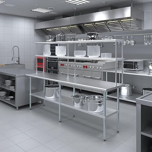 Vista 51 de AmGood Estante Doble Acero Inoxidable NSF - Muchos (30" Largo x 18" Profundo)