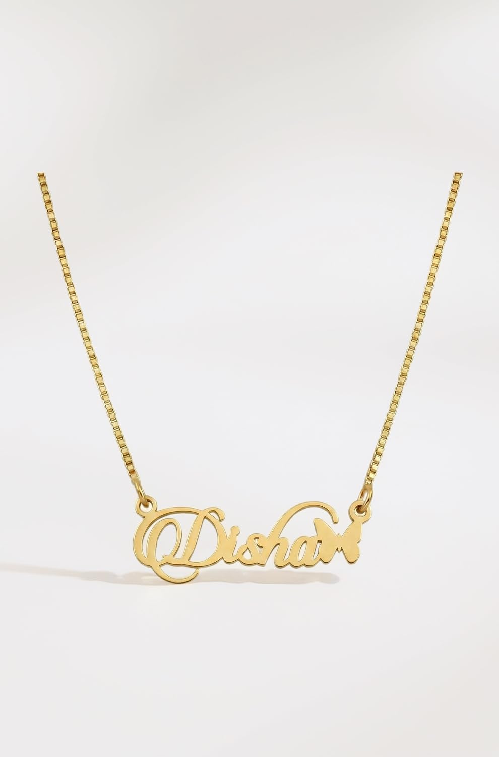 Diva Jeweller Customized Butterfly Name Necklace, Personalized Gold Tone Pendant with Chain