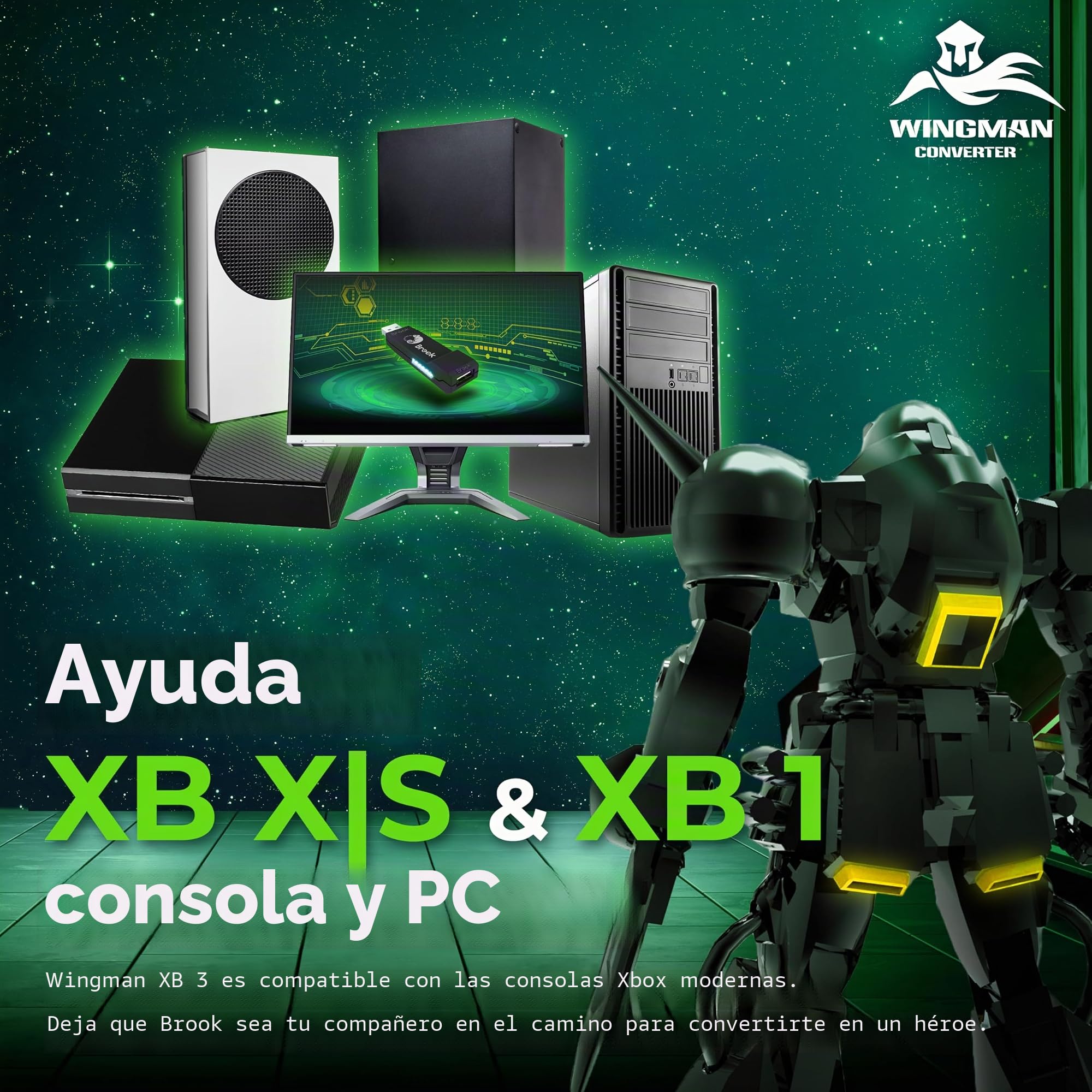 Brook Wingman XB 3 Converter - Eleva tu experiencia de juego: Adaptador inalámbrico para Xbox Series X/S, Xbox One y PC con funciones de reasignación y turbo [Edición Exclusiva Oficial]