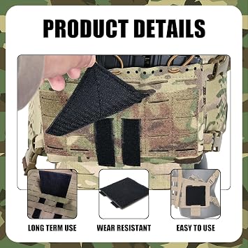 Hook and Loop Tactical Patches Board, 10cm x 10cm Black Molle Adapter Patch Panel, Military Army Patch Adapter Panel for Displaying Badges and Insignia Patches (Black, 2 Pcs)