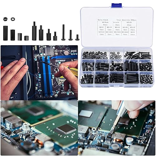 Miniatura 7 de Wugongshan 260 piezas M3 macho hembra separadores hexagonales de nylon, kit surtido de tornillos y tuercas de separadores hexagonales roscados de