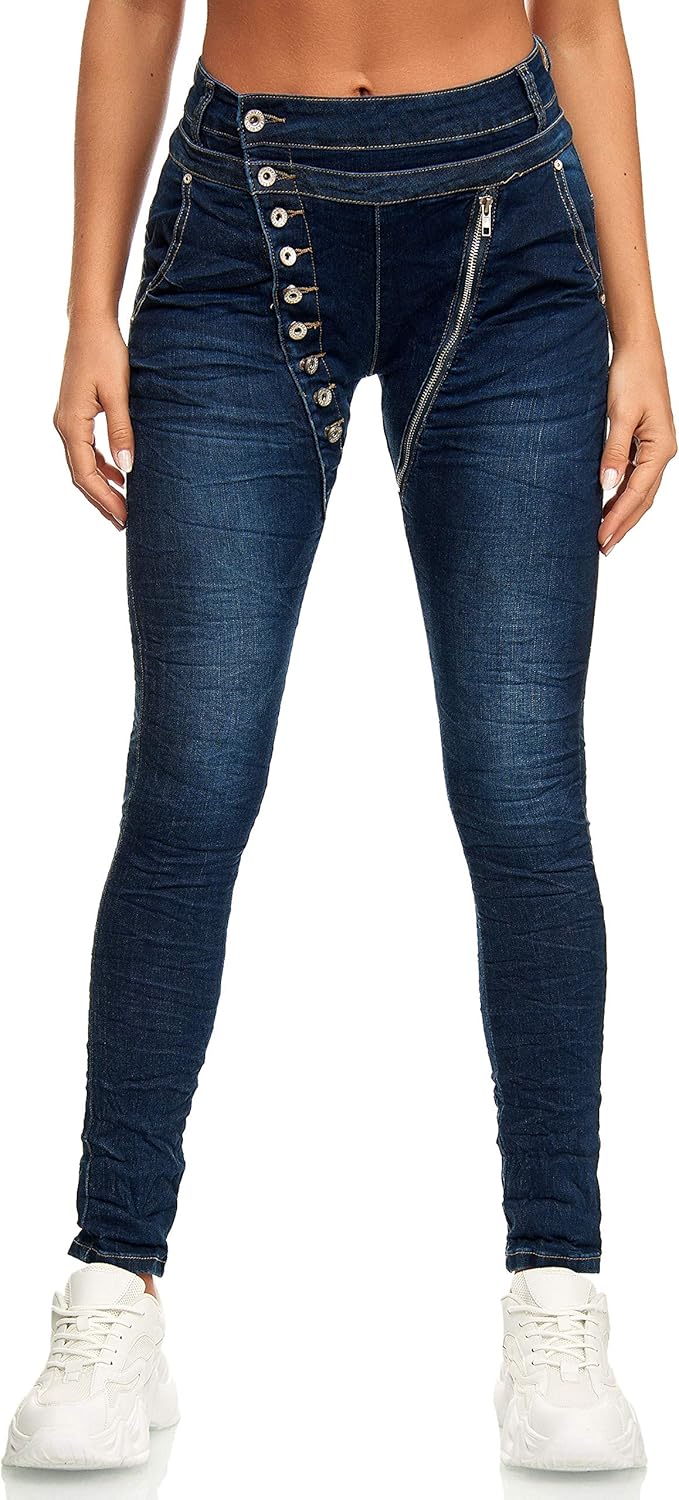 Elara Dames Jeans Stretch Skinny High Waist Chunkyrayan EL60