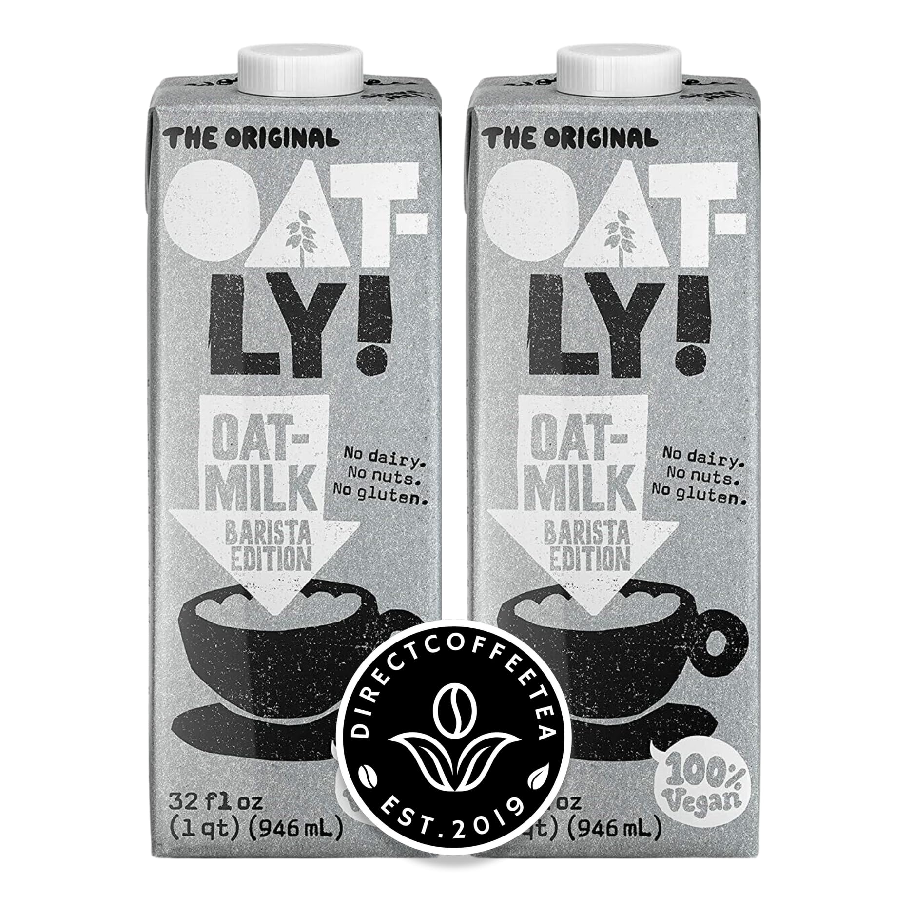 DIRECT COFFEE TEA EST 2019Oat Milk Value Bundle – Barista Edition, 2-Pack Non-Dairy Creamer for Coffee, Vegan, Dairy-Free & Gluten-Free, Includes Brand Sticker