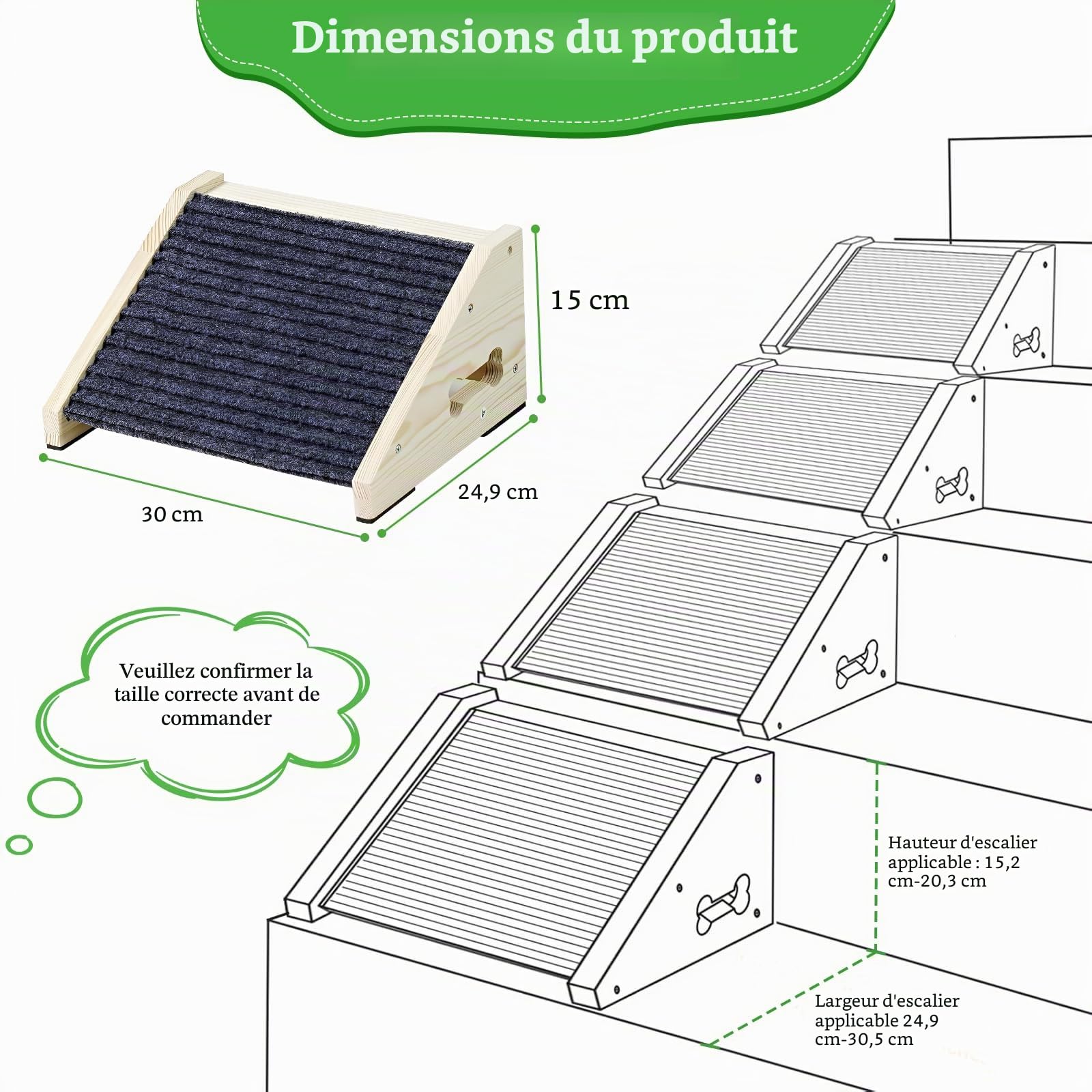 4 Pièces Escalier pour Chien, Marches Antidérapantes pour Animaux de Compagnie avec Revêtement en Moquette, Rampes à Angle Bas, Marches et Escaliers pour Petits Chiens et Animaux de Compagnie