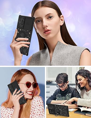 Miniatura 6 de Goocrux Funda 2 en 1 para Samsung Galaxy Note 20 Ultra, diseño de plantas de luna, para mujeres y niñas, diseño de flores, corazón, estrellas,
