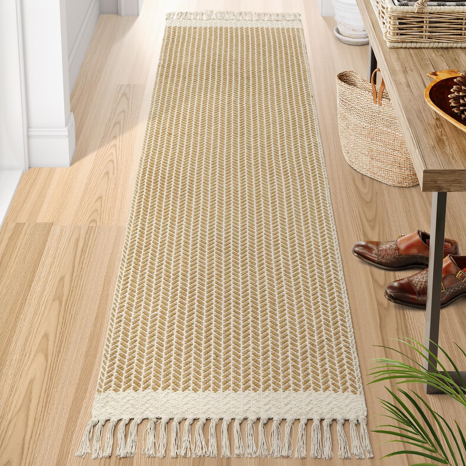 Photo 1 of Lahome Boho Runner Rug, 2' x 7', Khaki