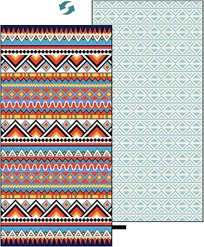Oversized Microfiber Beach Towel Thin, Abstract Geometric Boho Style Double Sided Printed Absorbent Compact Towel, Large Soft Swim Beach Towels for Women Adult Men, Summer Lake Pool Bath , 35"x71"