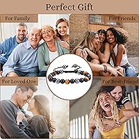 Vista 265 de Adjustable Crystal Bracelet – Gemstone Bead Bracelet with Adjustable Macrame String – Chic Gemstone Bracelet for Men and Women – 8mm Round Healing